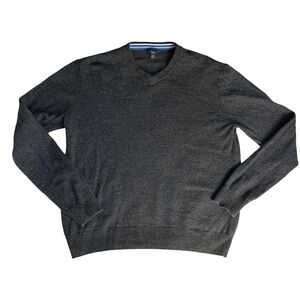 Boden Gray V-Neck Wool Sweater